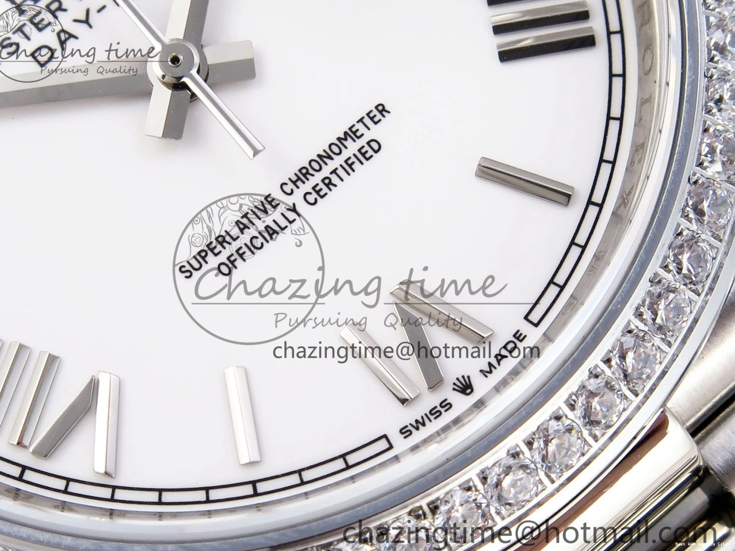 Good Copy Rolex Watches GSF Dial Bezel White Sustainable A 1920 40 SS Roman on Weight DayDate Diamonds Bracelet Gain President 1227